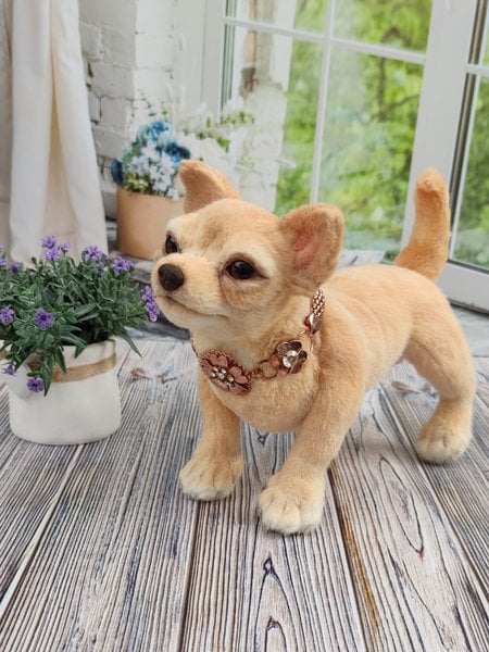 Chihuahua dog stuffed animal -pet replica by Natalia Vasileva